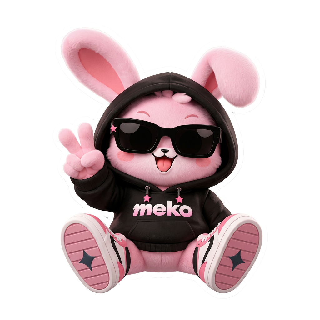 Meko bunny giving a peace sign
